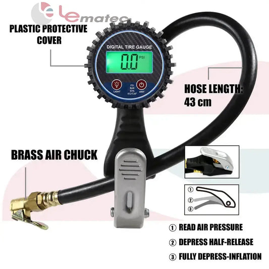 DTI-13G Digital Tire Inflator | Heavy Duty Precision with digital gauge, brass air chuck, and protective cover.