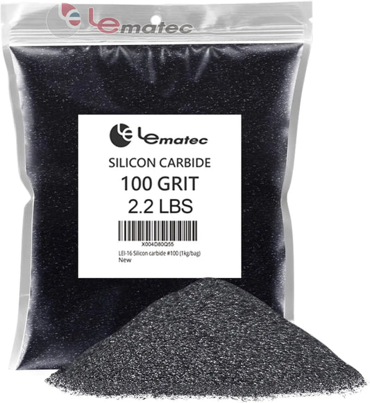 Professional Silicon Carbide Blasting Media - 100 Grit Premium Grade (LEI-16) in a 2.2 lbs bag, ideal for blasting applications.