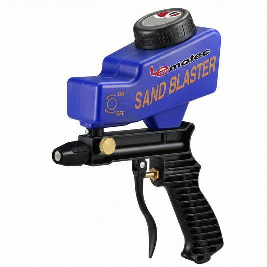 Handheld Sandblaster for Etching & Rust | LE LEMATEC Portable with gravity feed hopper for rust removal.