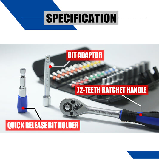 LE-RF237 37PCS 1/4" Drive Socket & Bit Set – Complete Kit