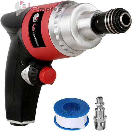 Professional air impact driver 13000 RPM with twin hammer, compact design, and accessories for efficient fastening.