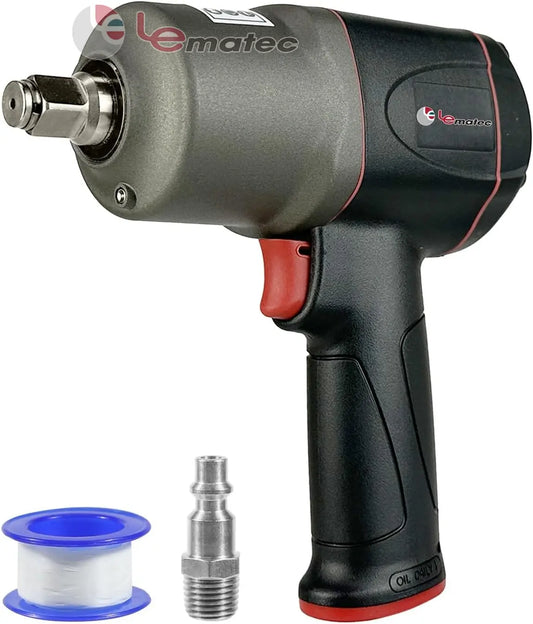 Professional 1/2" high torque air impact wrench with accessories for automotive and industrial use.