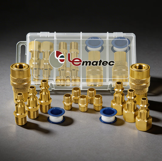 15-Piece Quick Connect Air Compressor Fitting Kit - Professional Grade Brass NPT Connections Set with Storage Case.