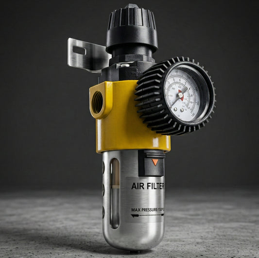 Professional 1/2" NPT Air Compressor Filter Regulator Combo AS209 - 160 PSI Heavy-Duty system with integrated pressure gauge and moisture separator