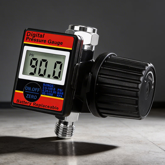 Professional Digital Air Regulator - 160 PSI Diaphragm Control with Multi-Unit Display (DAR02B) digital pressure gauge