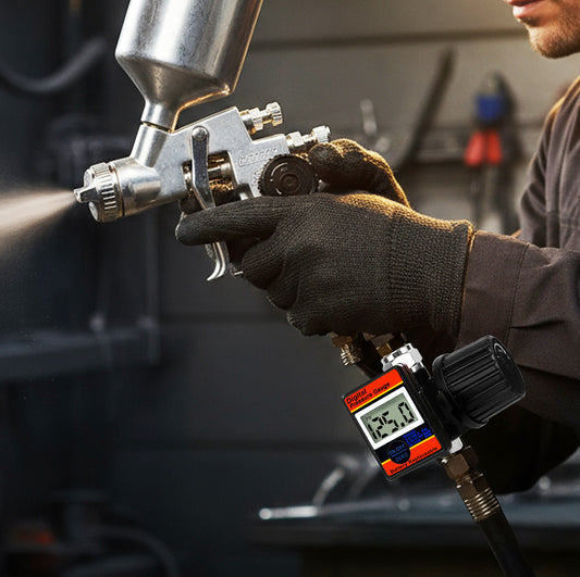 Professional Digital Air Regulator - 160 PSI Diaphragm Control with Multi-Unit Display (DAR02B) with impact resistant housing.