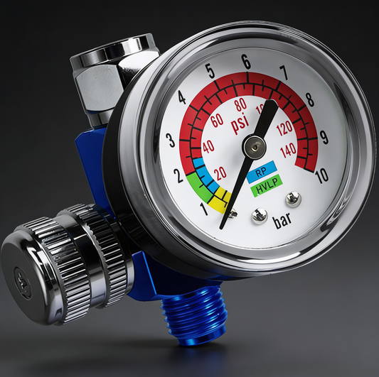 Professional Analog Air Compressor Regulator - 150 PSI High Flow Control with 89 SCFM (AR-01) gauge for precise airflow monitoring.