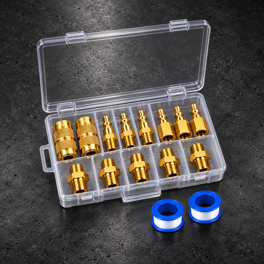 15-Piece Quick Connect Air Compressor Fitting Kit - Professional Grade Brass NPT Connections Set with Storage Case