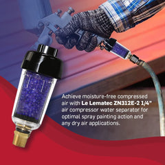 LE LEMATEC ZN312E-3 ¼"-Inch NPT Desiccant Air air compressor air filter, Does Not Restrict Air Flow, Compressor Air Dryer for Air Compressors and and Air Tools.