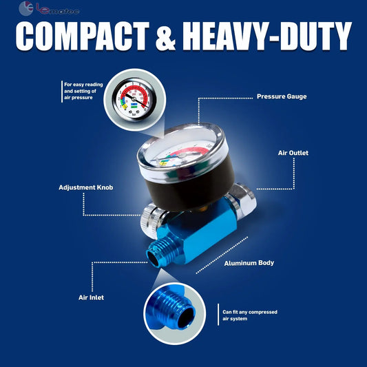 Professional Analog Air Compressor Regulator - 150 PSI High Flow Control with 89 SCFM (AR-01) features compact and heavy-duty design.