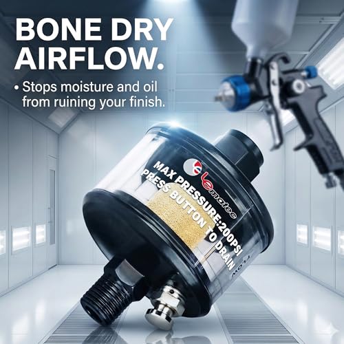 AI-304 air compressor moisture trap slim design side view with transparent bowl