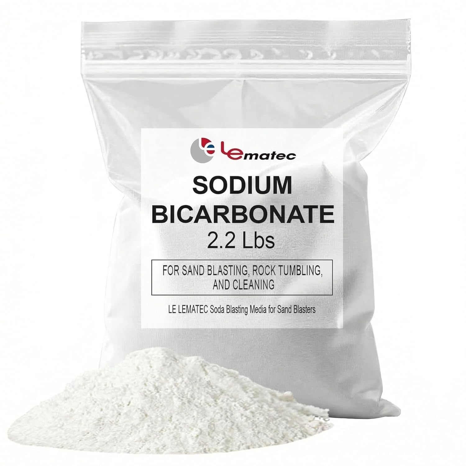 LE LEMATEC Soda Blasting Media - Premium Technical Sodium Bicarbonate 2.2 lb
