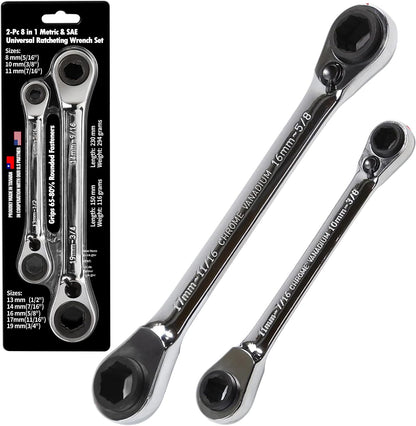 Professional 8-in-1 Ratcheting Wrench Set - Chrome Steel with 72-Tooth Design (LE-RWH252)