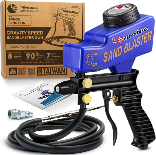 Professional Dual-Feed Sandblaster Gun Kit - 150 PSI with Ceramic Tip & 18oz Hopper (AS118-2)