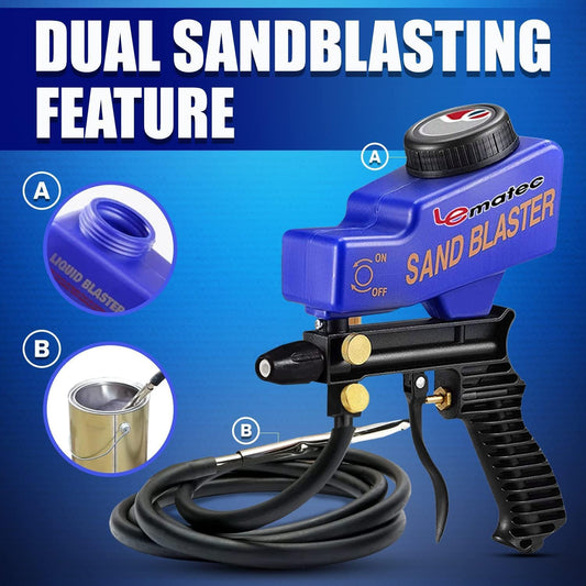 Professional Dual-Feed Sandblaster Gun Kit - 150 PSI with Ceramic Tip & 18oz Hopper (AS118-2)