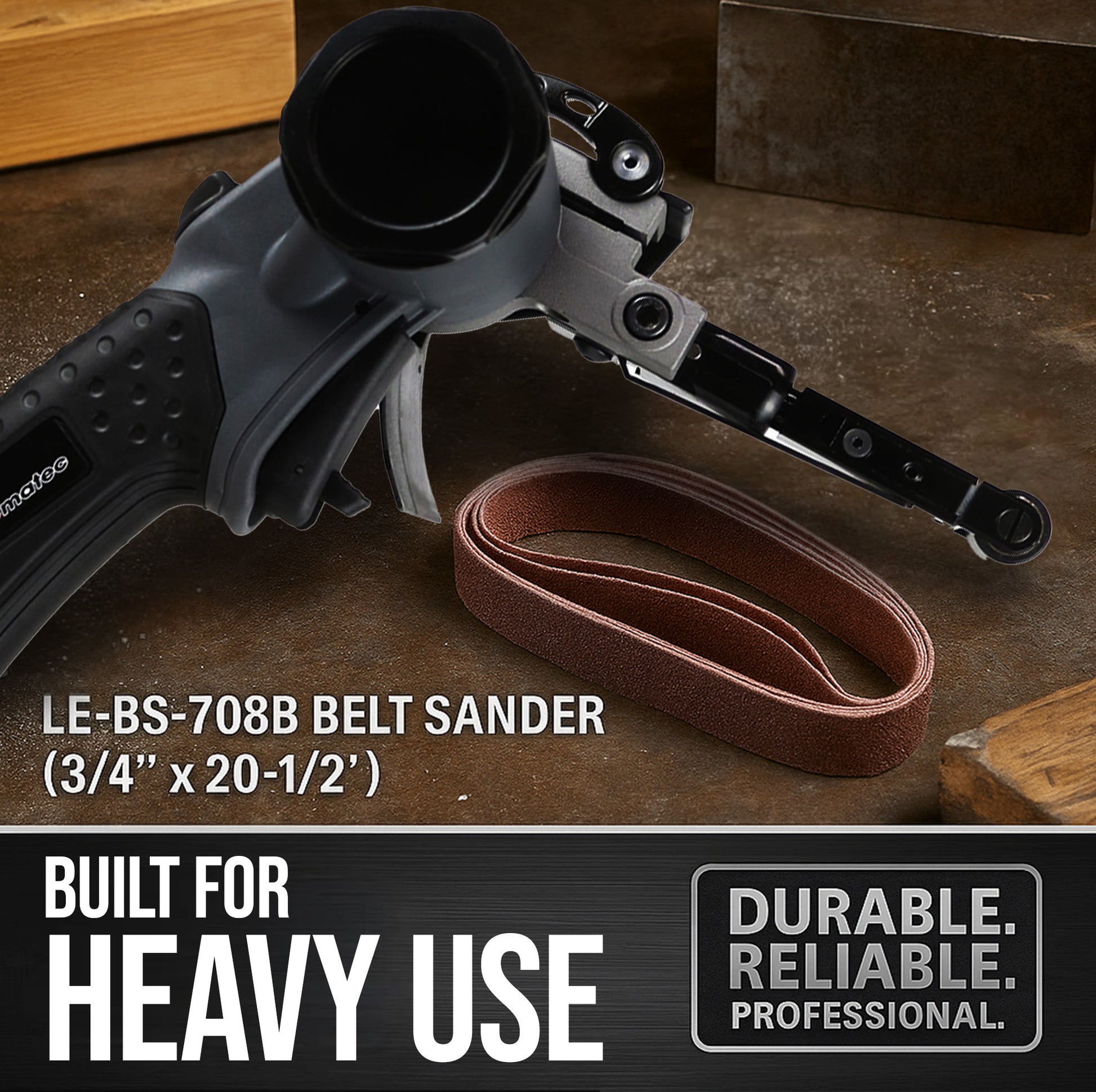 LE-BS-708B air belt sander versatile applications metal wood pipe grinding deburring