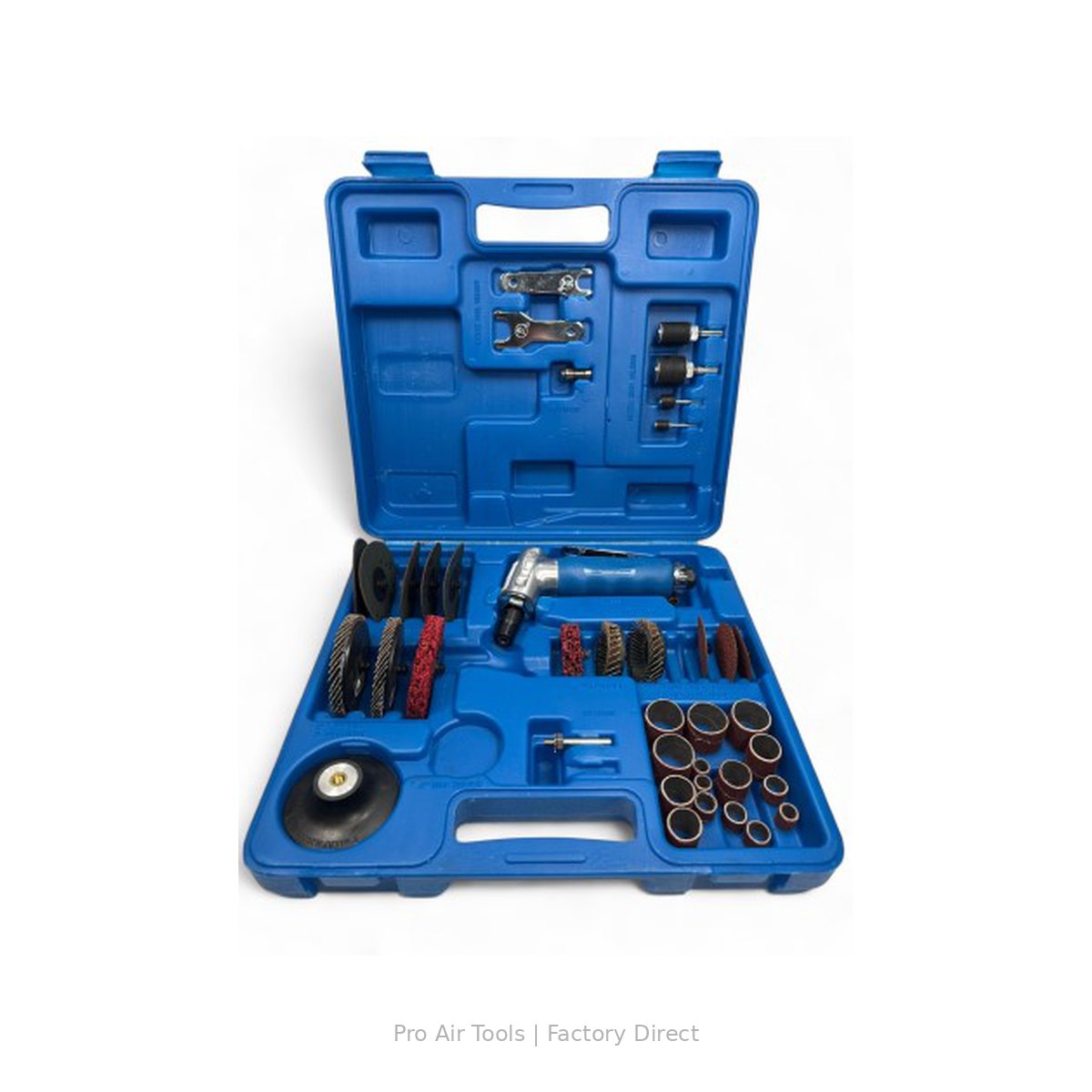 LE-G1443K 1/4 inch Angle Head Gearless Die Grinder Kit with 30+ accessories including flap discs roloc pads sanding drums and blow case by Le Lematec