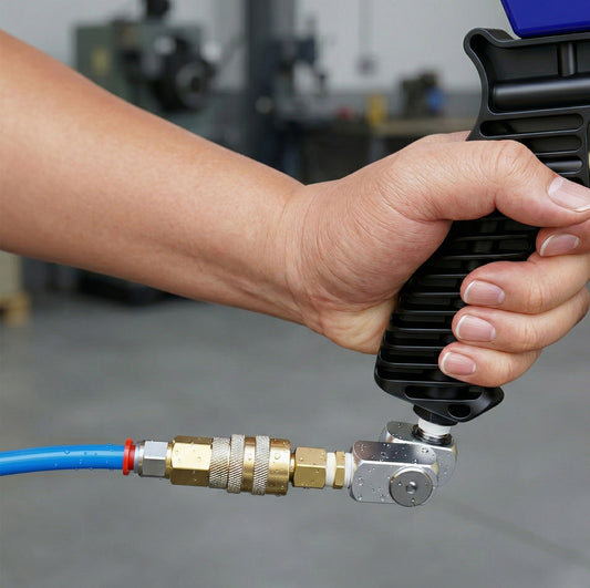High-Performance Swivel Air Connector (AI-112-1) - 360-degree rotation design to prevent hose kinking and improve tool handling under 120 PSI