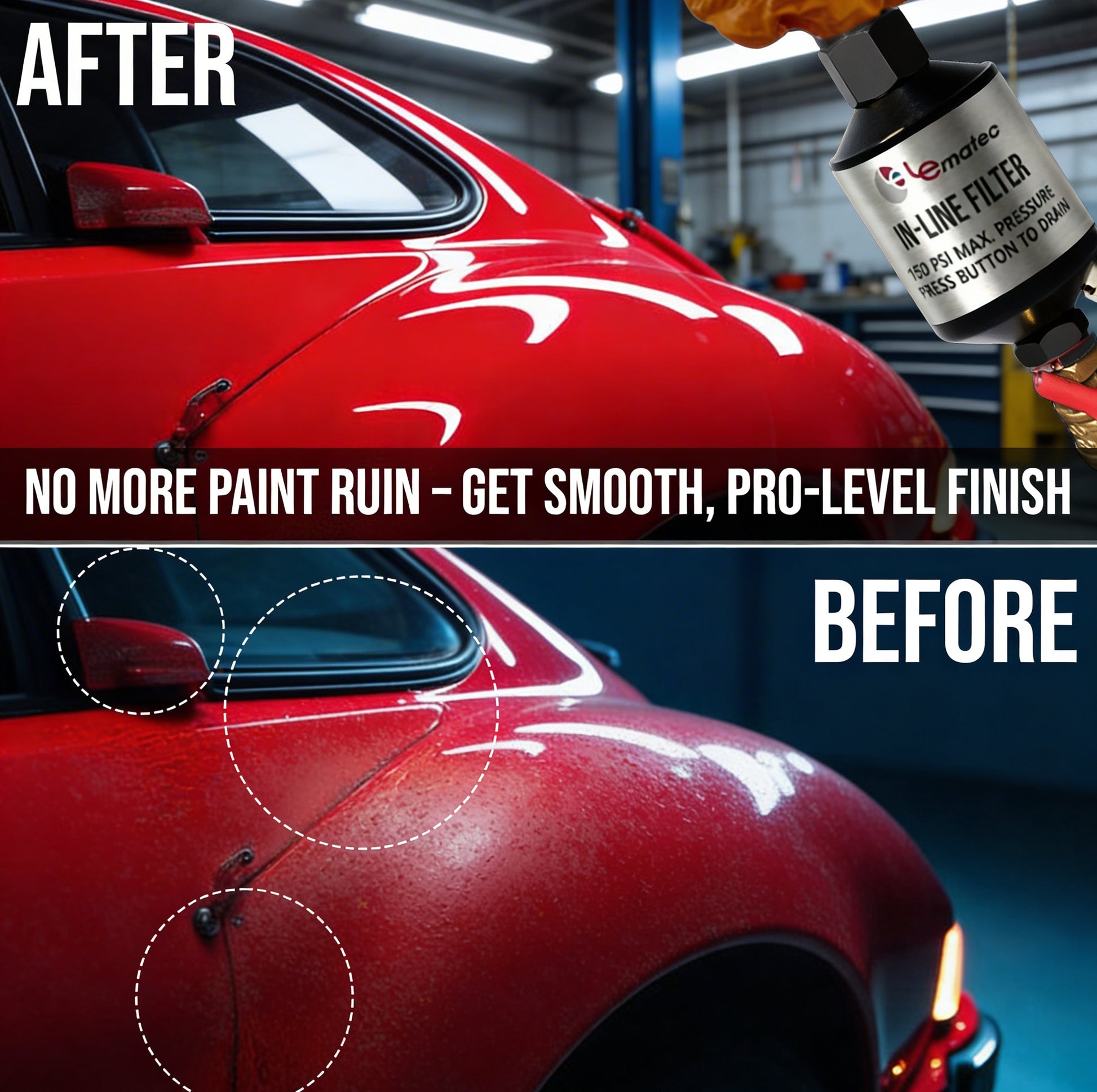 1/4" NPT Air Compressor Water Separator - 150 PSI Professional Filter System (AI303-C1) for oil and water separation.