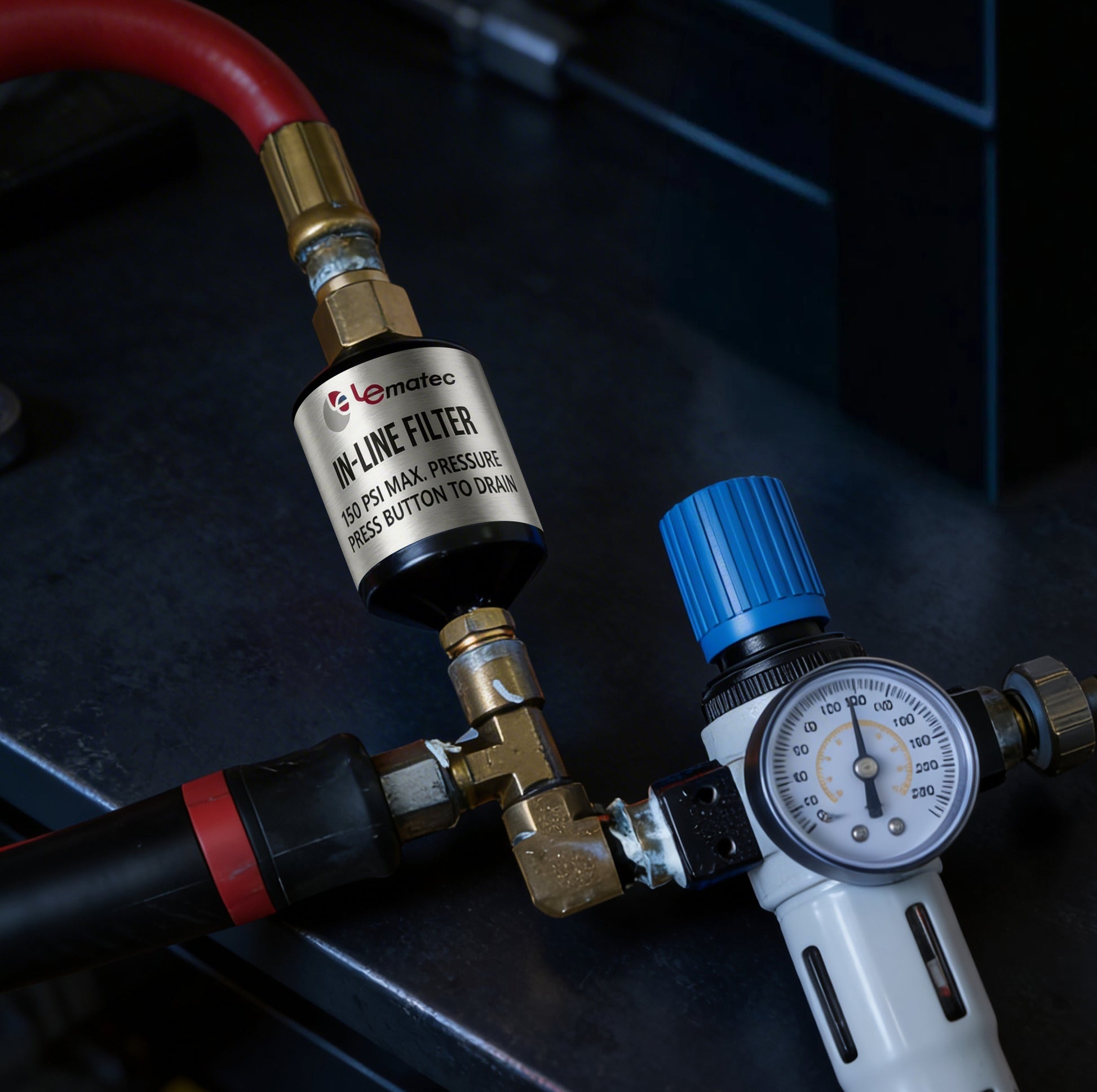 1/4" NPT Air Compressor Water Separator - 150 PSI Professional Filter System (AI303-C1) with shock-proof design and easy installation