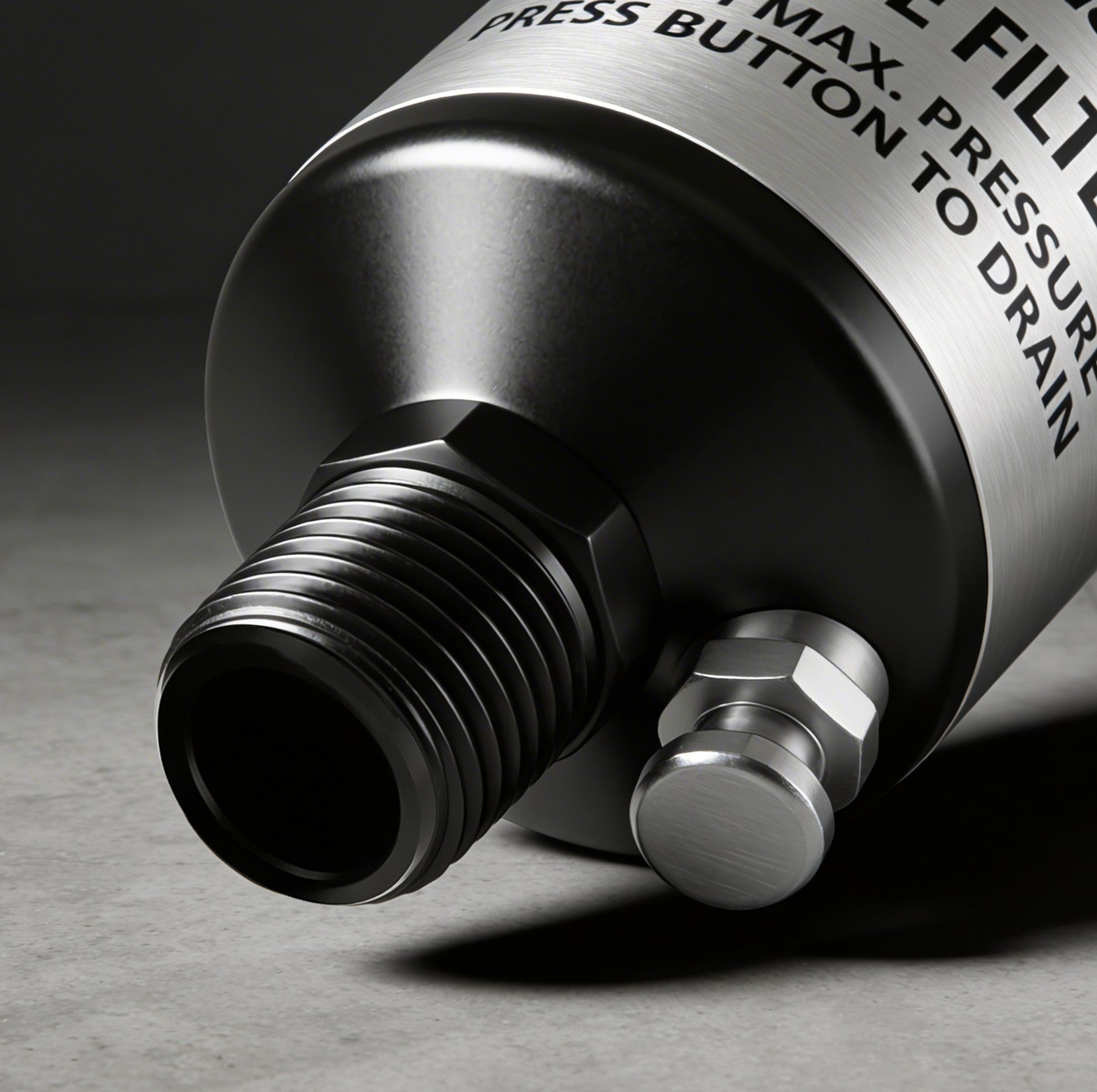 Professional Inline Air Filter System - 150 PSI Aluminum Oil & Water Separator with Drain (AI303) in hand showing heavy duty composition.