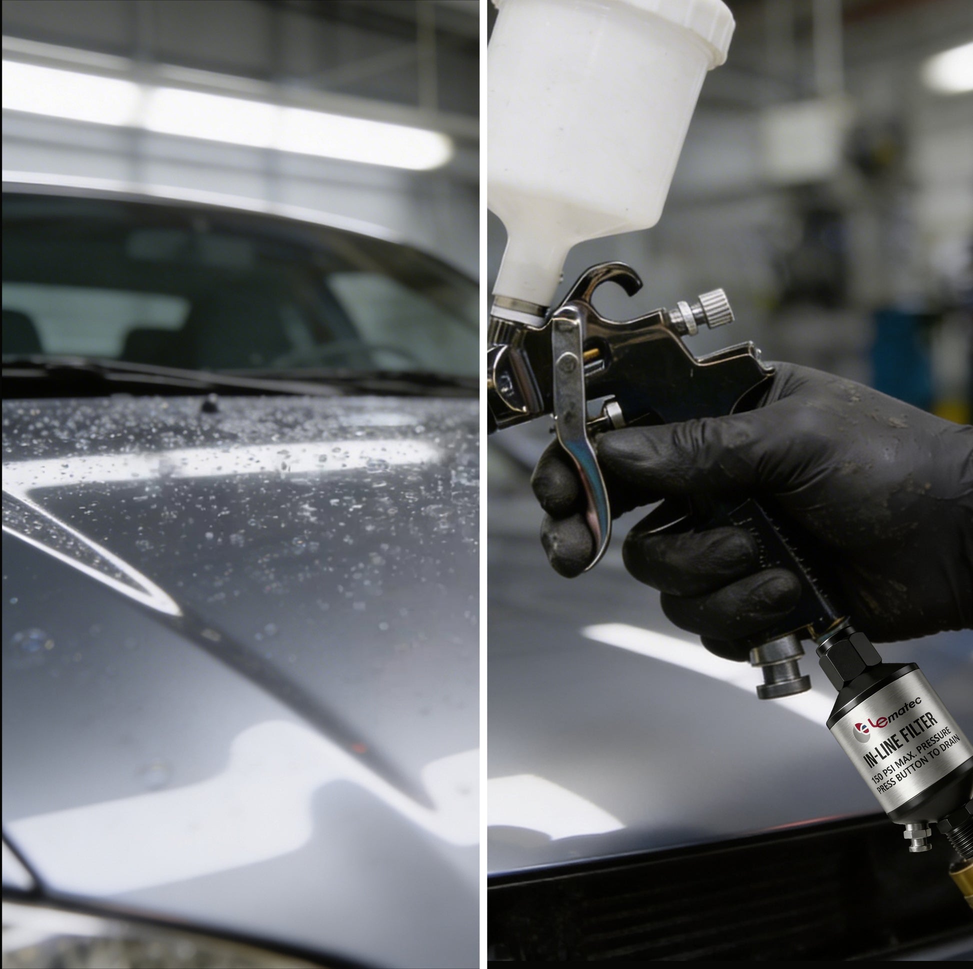 Professional Inline Air Filter System - 150 PSI Aluminum Oil & Water Separator with Drain (AI303) for air compressor and tools