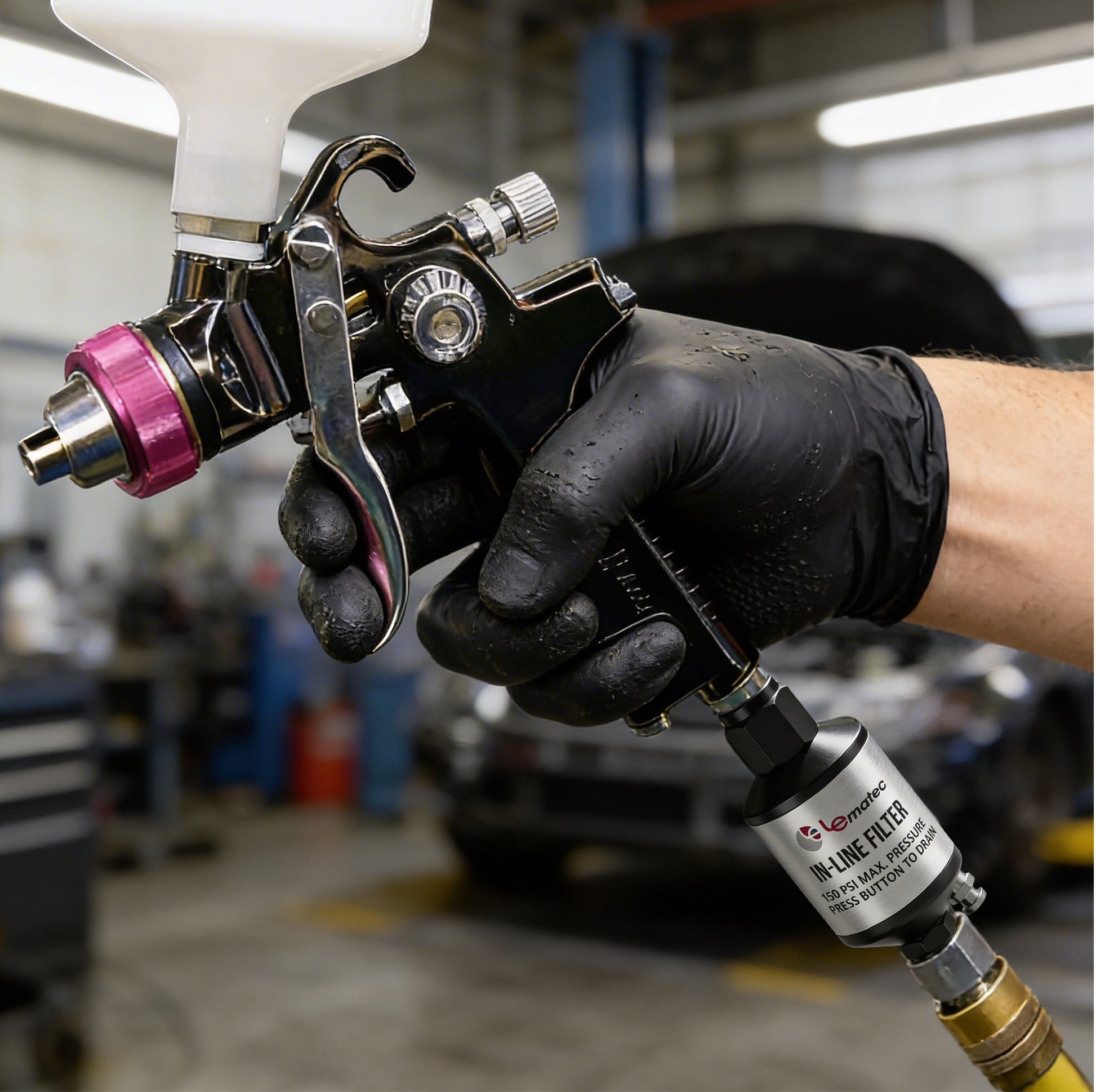 Professional Inline Air Filter System - 150 PSI Aluminum Oil & Water Separator with Drain (AI303) easy draining system demonstration