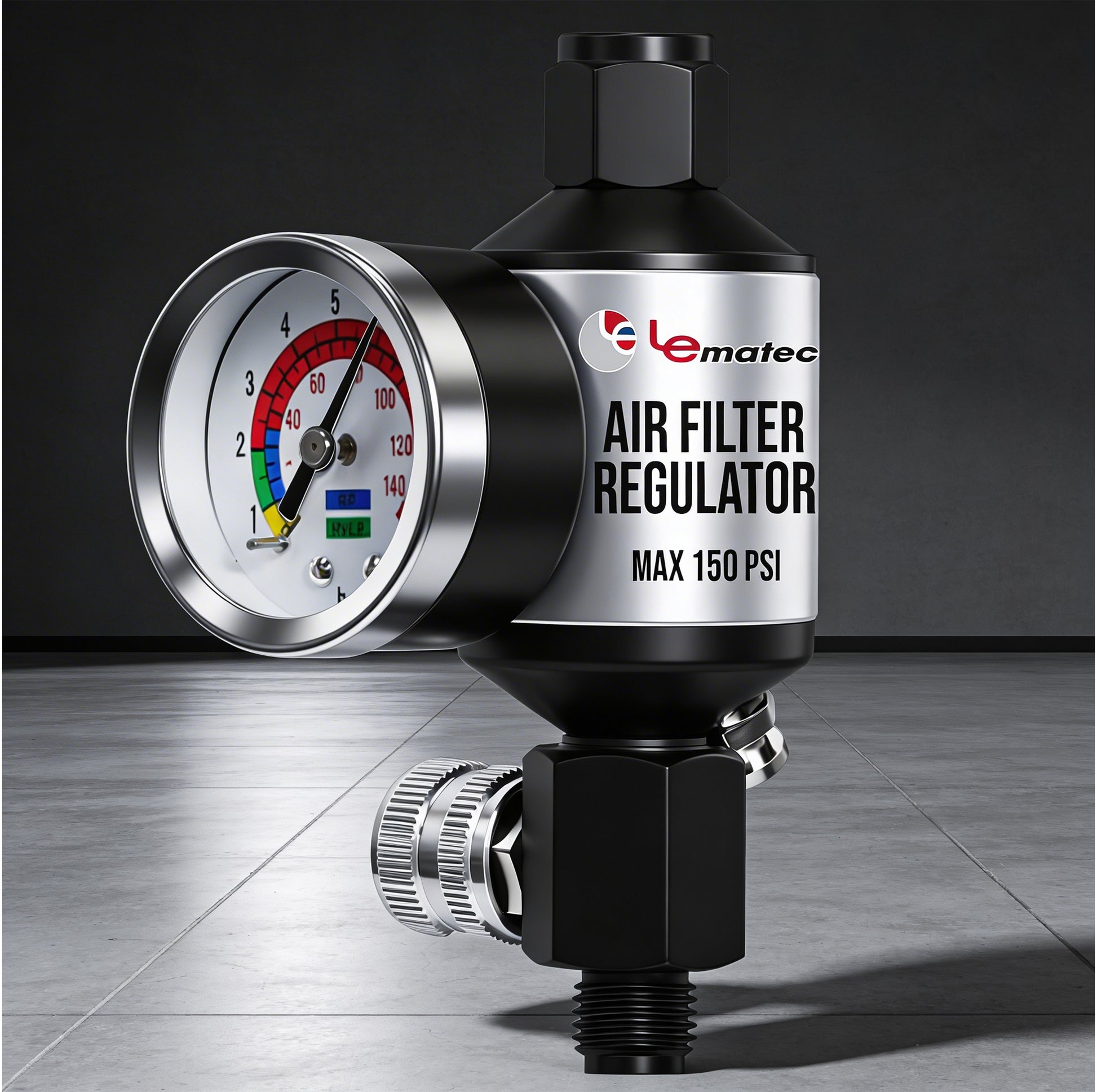 AI303-R1 air compressor filter regulator water oil separator - front view showing full product design