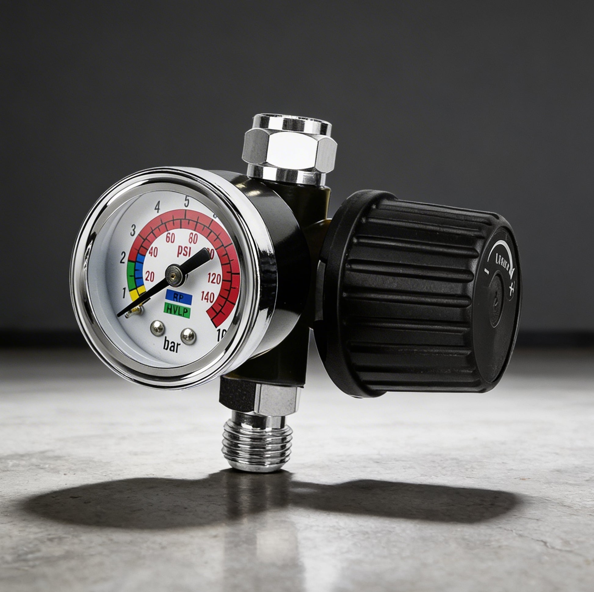 AR-02 air pressure regulator gauge 140 PSI - front view showing full product design