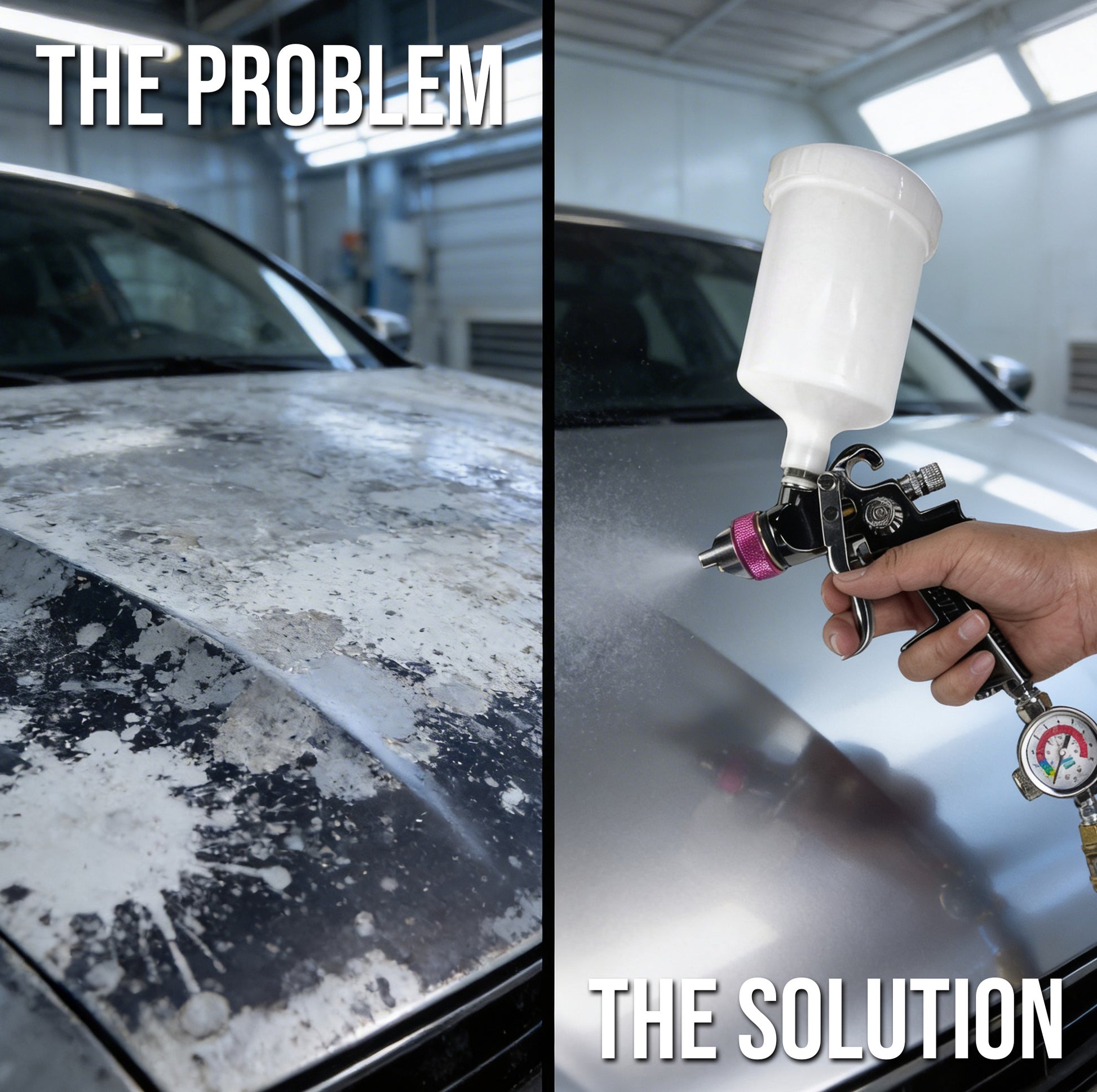 LE LEMATEC Spray Gun Regulator Valve Tool, 1/4 NPT Air Pressure Regulator (AR-08) with gauge for precise air control.