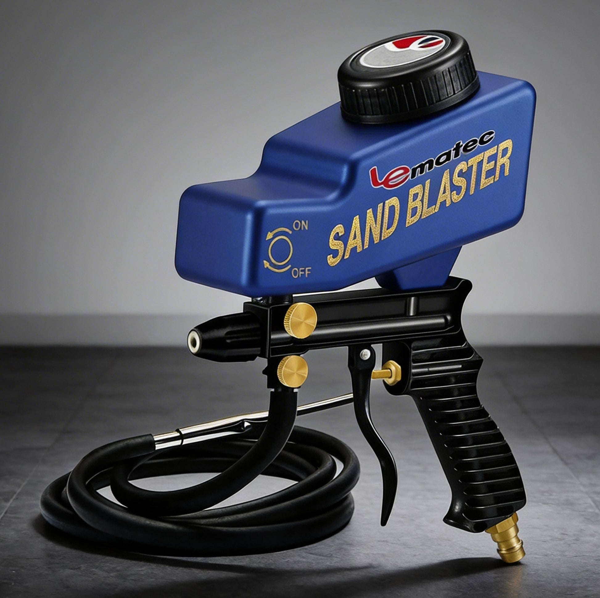 Professional Dual-Feed Sandblaster Gun Kit - 150 PSI with Ceramic Tip & 18oz Hopper (AS118-2) and packaging.