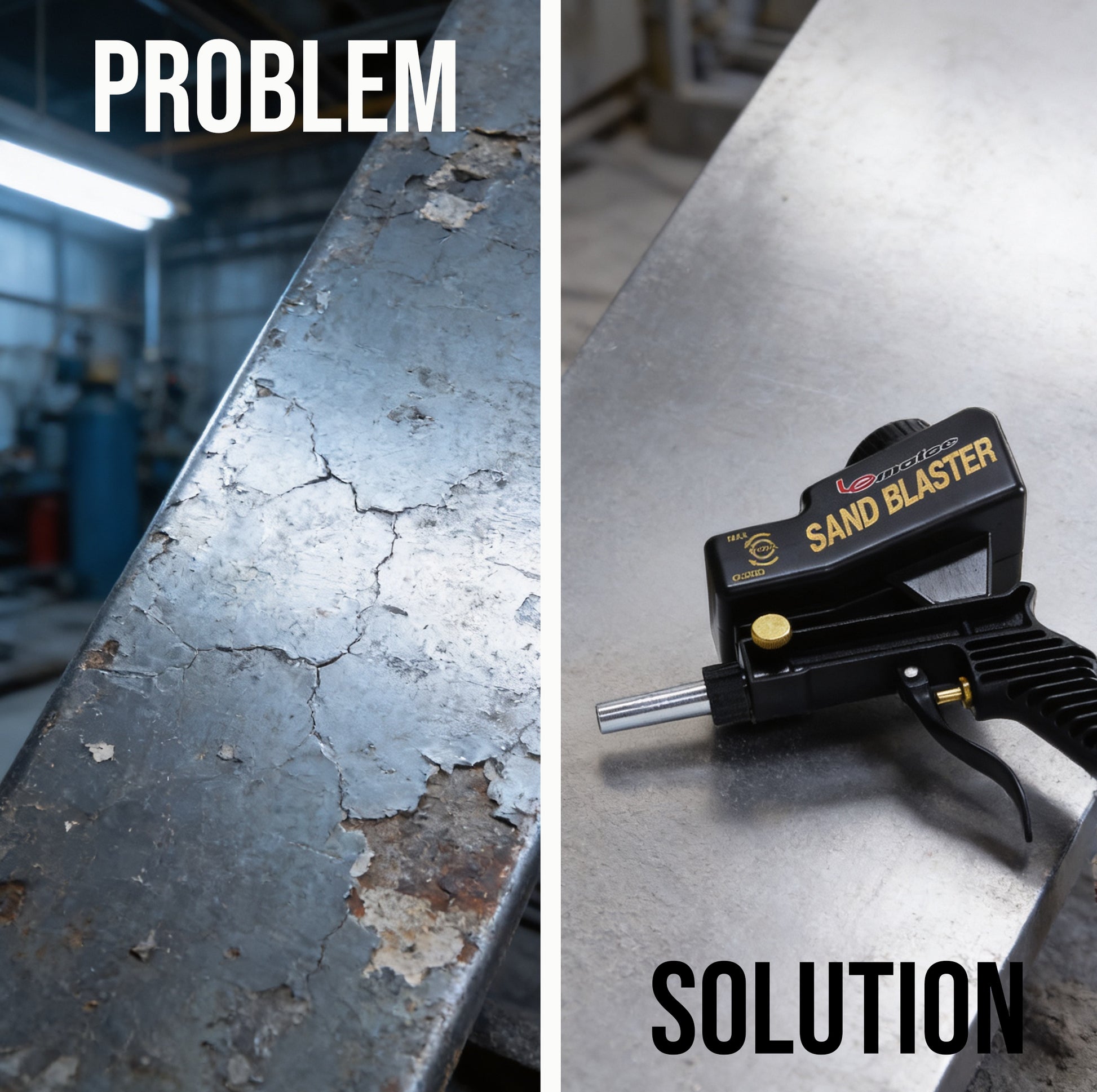 Professional Sandblaster Kit - 150 PSI Multi-Media with Control Valve, gravity feed sandblaster for rust removal.