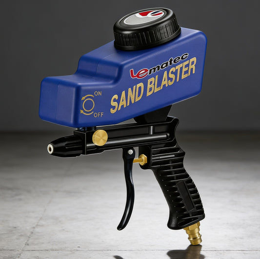 Handheld Sandblaster for Etching & Rust | LE LEMATEC Portable with gravity feed hopper for rust removal.