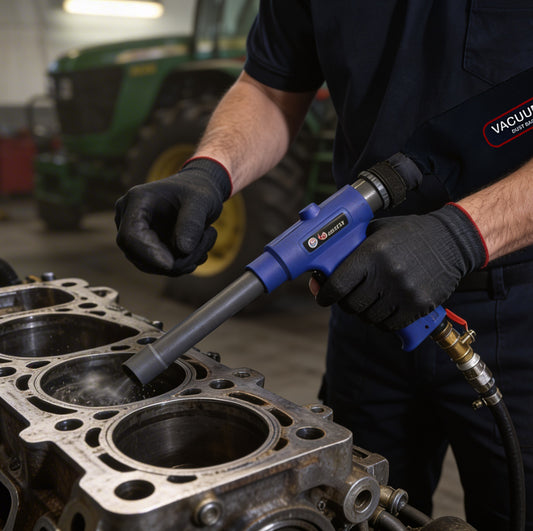 Professional 2-in-1 Air Compressor Vacuum & Blower Kit - 150 PSI Heavy-Duty Pneumatic Cleaning Tool with 6 Attachments.