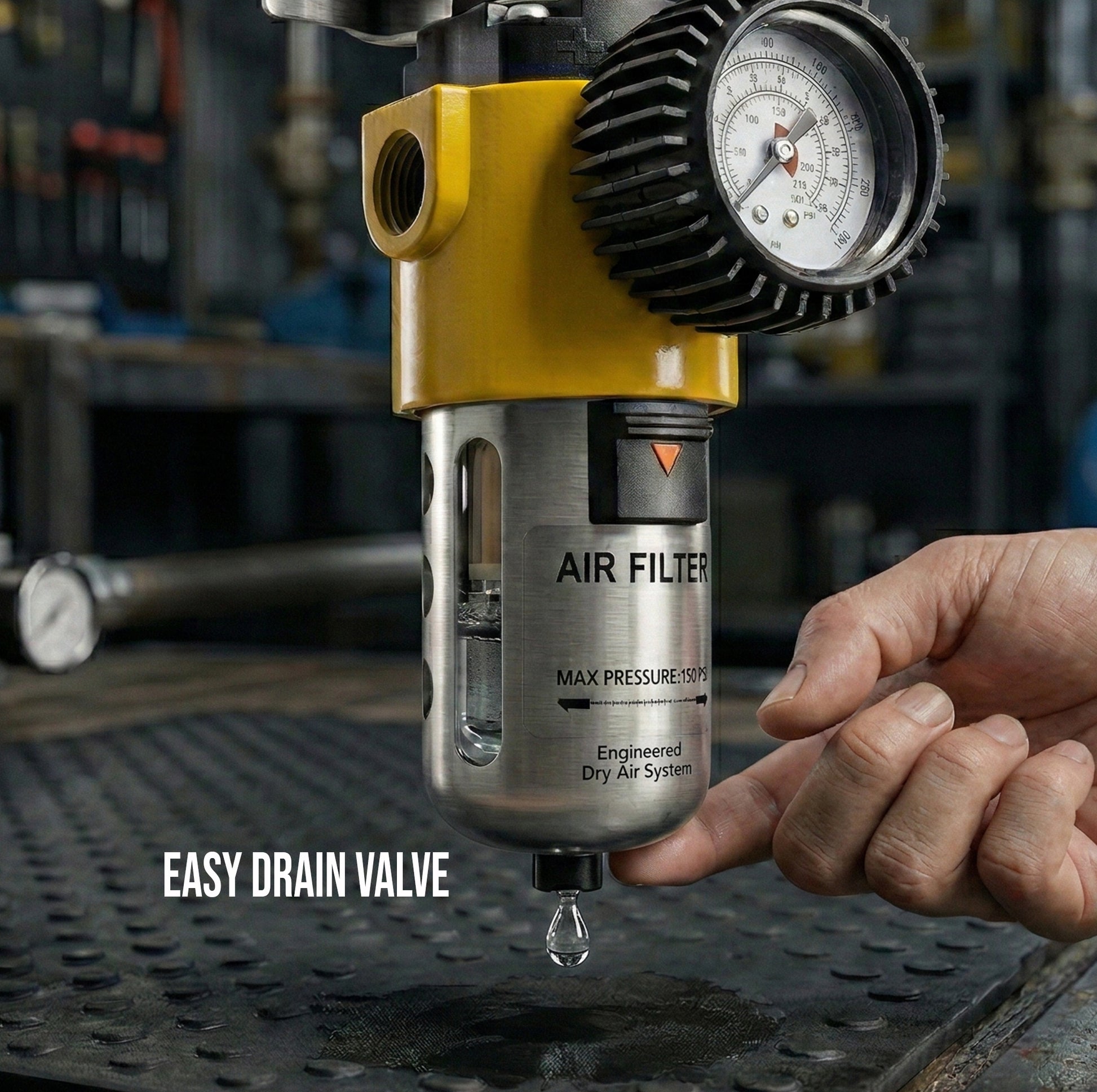 AS209 1/2" NPT Compressor Combo - Featuring an easy-to-read pressure gauge and adjustable regulator for precise 160 PSI air control.