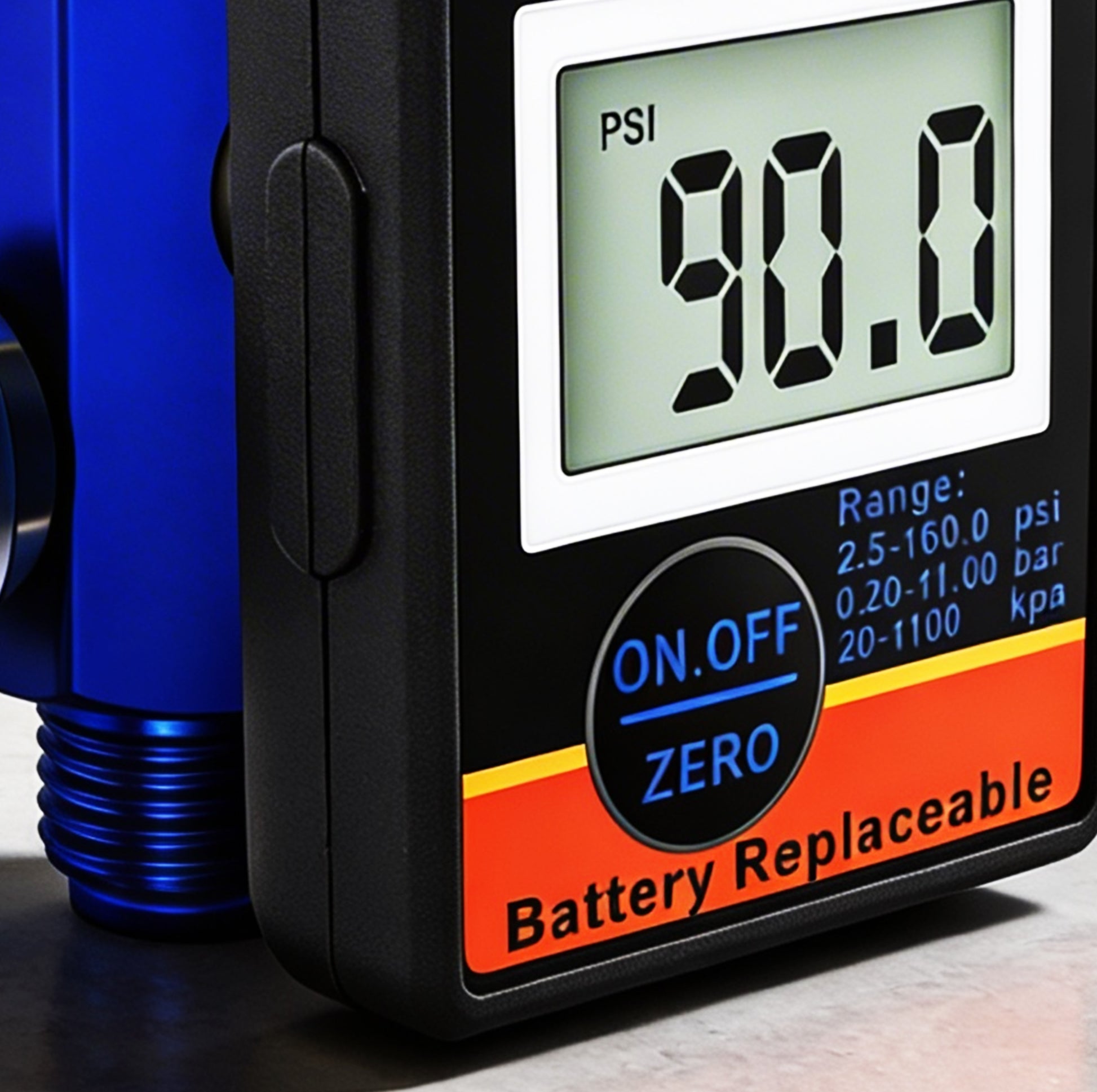 Professional Digital Air Pressure Regulator - Multi-Unit LCD Display with 160 PSI Range (DAR01B) showing pressure gauge.