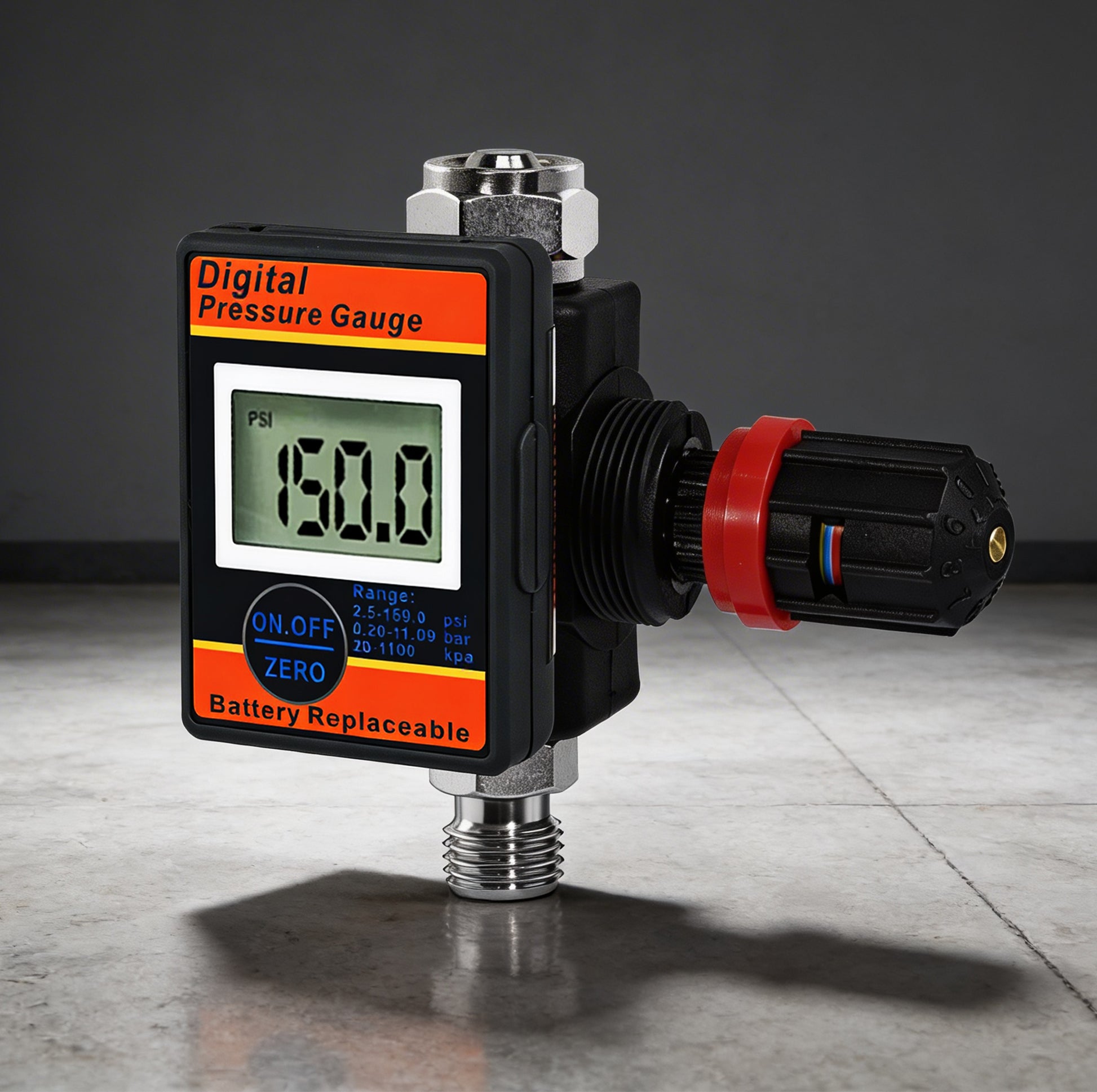 Digital Air Pressure Regulator with LCD Display - Professional 150 PSI Multi-Unit Control (DAR03B) with locking valve