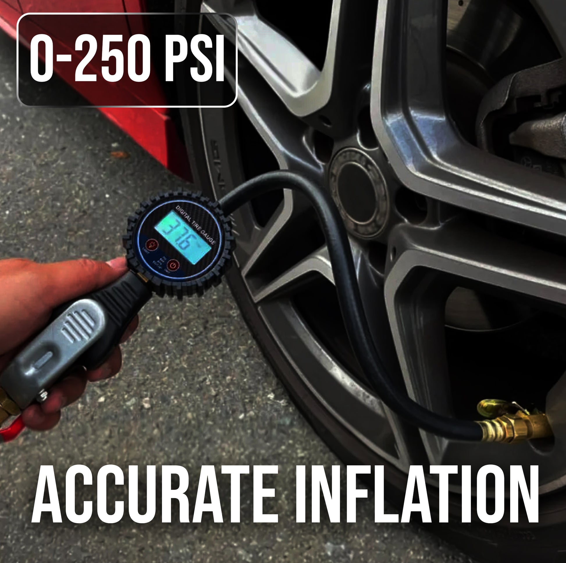 DTI-13G digital tire inflator being used on heavy-duty truck tire for precise inflation