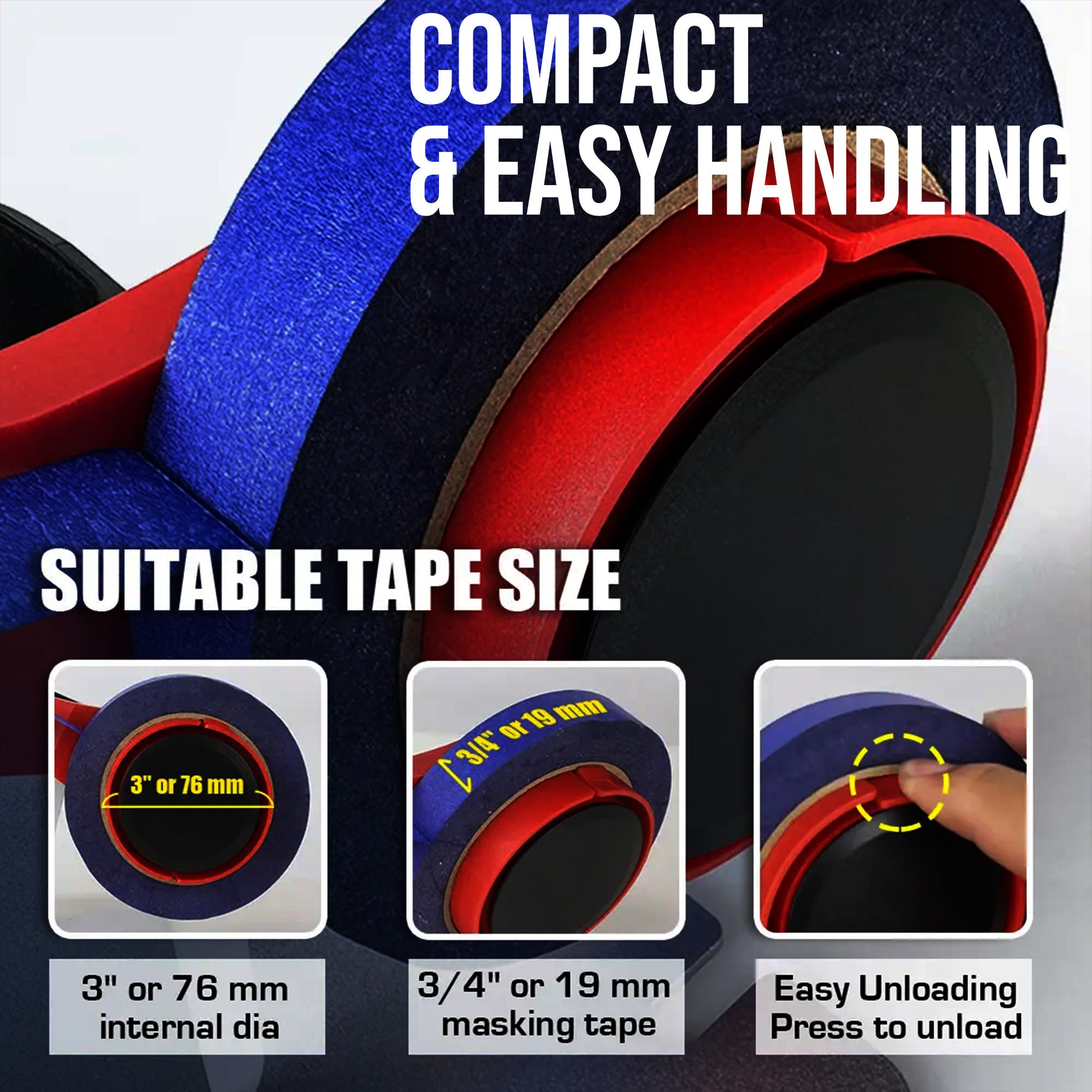 LE-1195 masking tape dispenser 19mm kit contents and included accessories