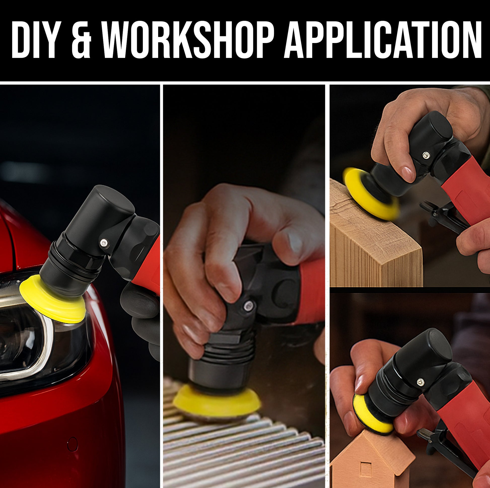 LE-AG31 air sander DIY and workshop applications on auto body headlights wood and metal