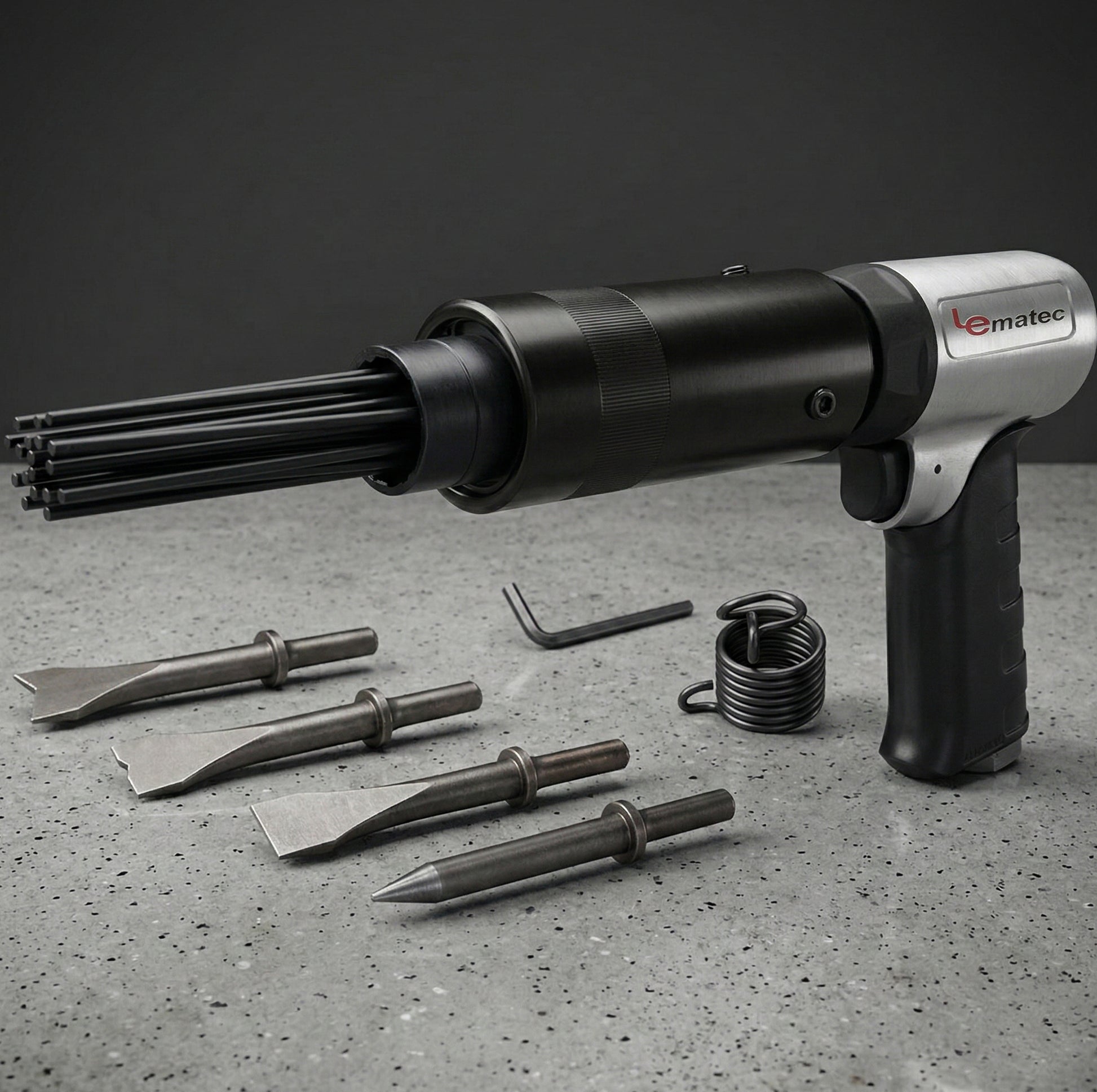 Professional LE-AN324 Air Needle Scaler - 4500 BPM High-Speed pneumatic tool for rapid rust, scale, and slag removal.