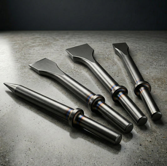 Professional Air Hammer Round Chisel 4-Pack - 125mm length with 10.2mm Shank (LE-B68R) made from high-quality heat-treated steel