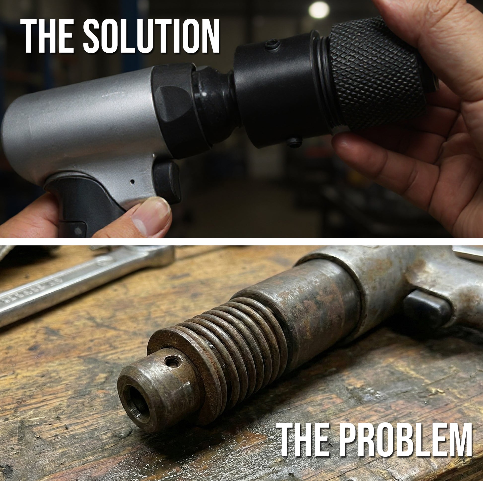 Professional LE-B74 Quick-Change Air Hammer Accessory - Universal Fit for automotive repair, allowing for seamless transition between different chisel bits.