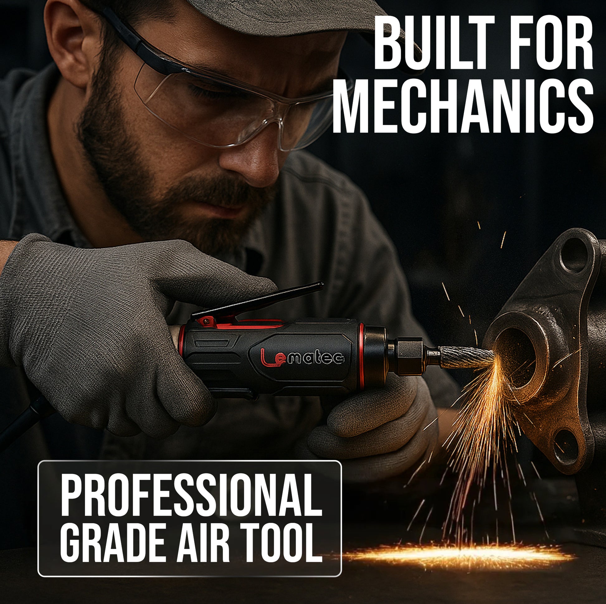 LE-G1045R air straight grinder complete kit with carbide burrs grinding stones and accessories flatlay