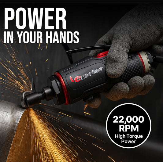 LE-G1045R air straight die grinder with spanner wrench and grinding accessories by Le Lematec