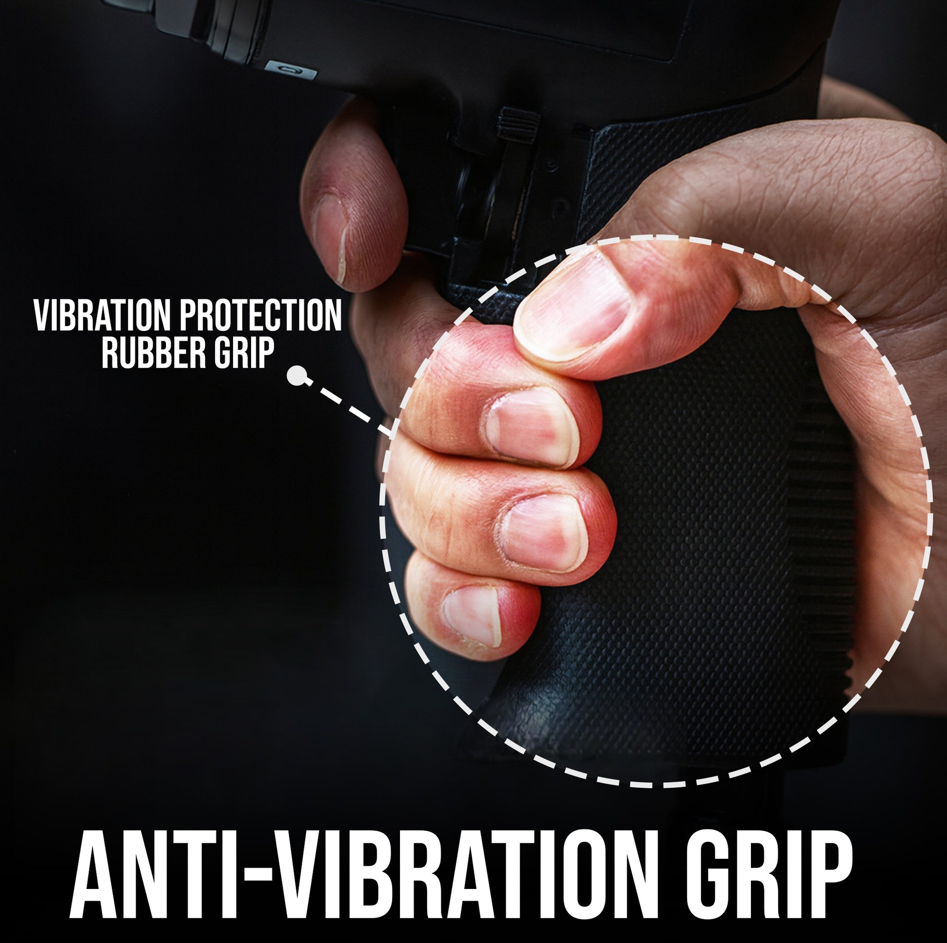 LE-G213P air drill anti-vibration rubber grip close-up for comfortable extended use