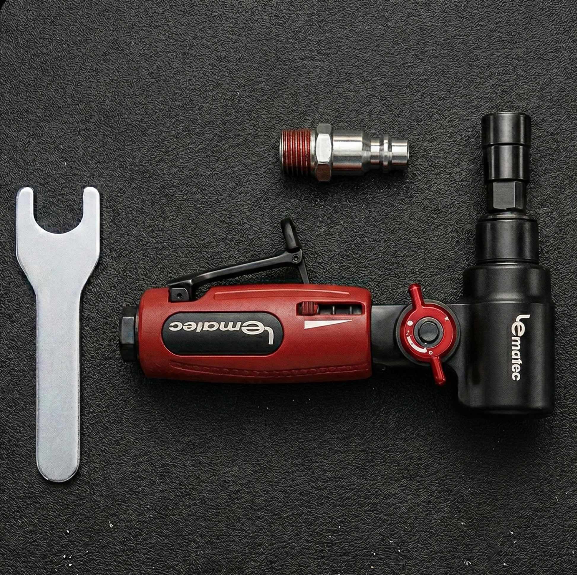 Professional 20,000 RPM Air Die Grinder - LE-G2543R model with flexible neck and 1/4-inch collet for consistent power in high-torque applications.