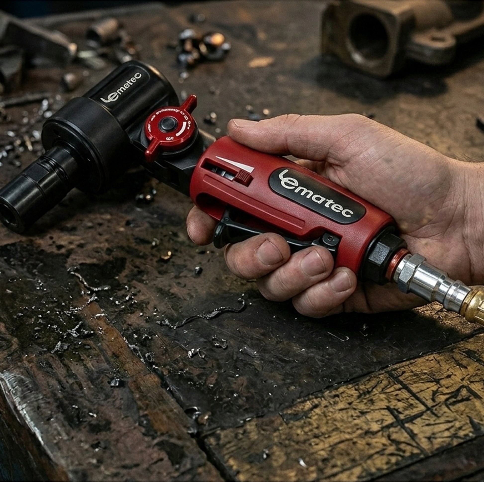 LE-G2543R Professional Flexible Air Die Grinder - Featuring 20,000 RPM and 1/4" Collet, side view highlighting the flexible body for professional workshop use.