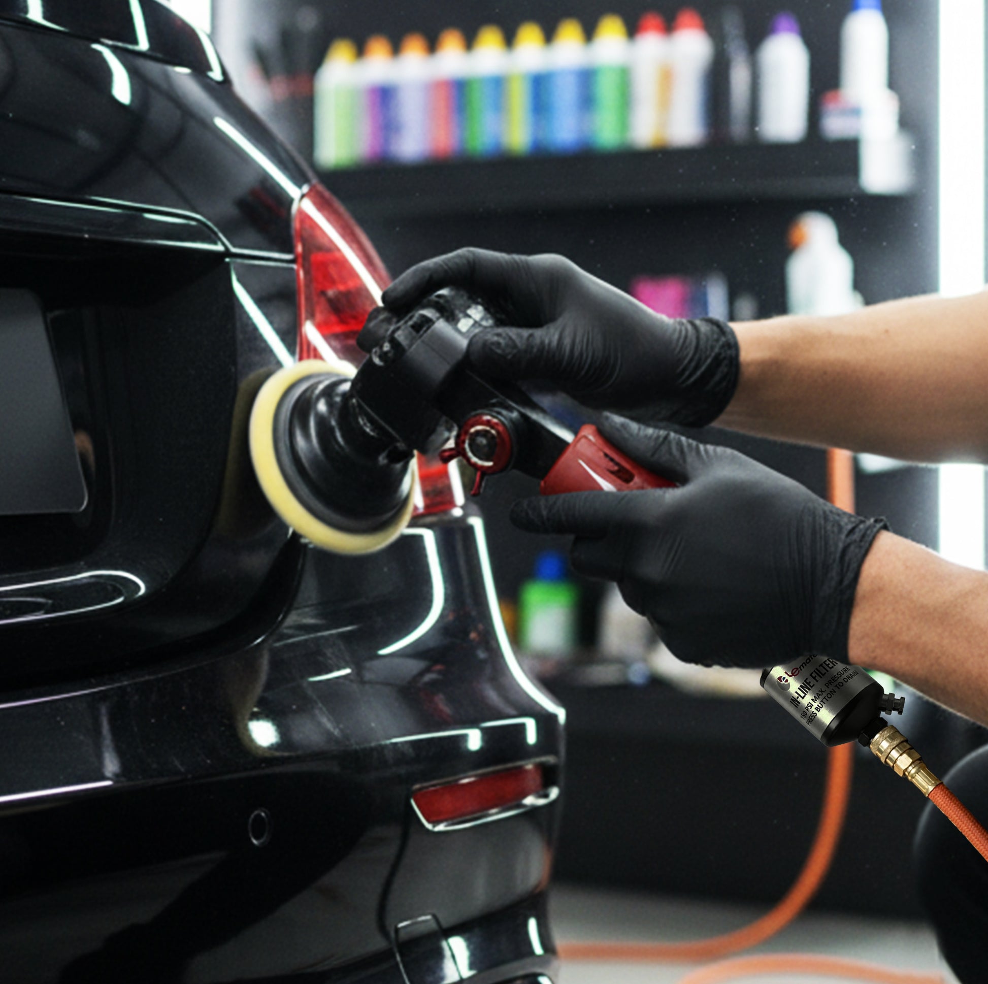 LE-G2543R Flexible Air Die Grinder - Ergonomic side view showing the flexible head design for reaching tight and awkward spaces in automotive repair