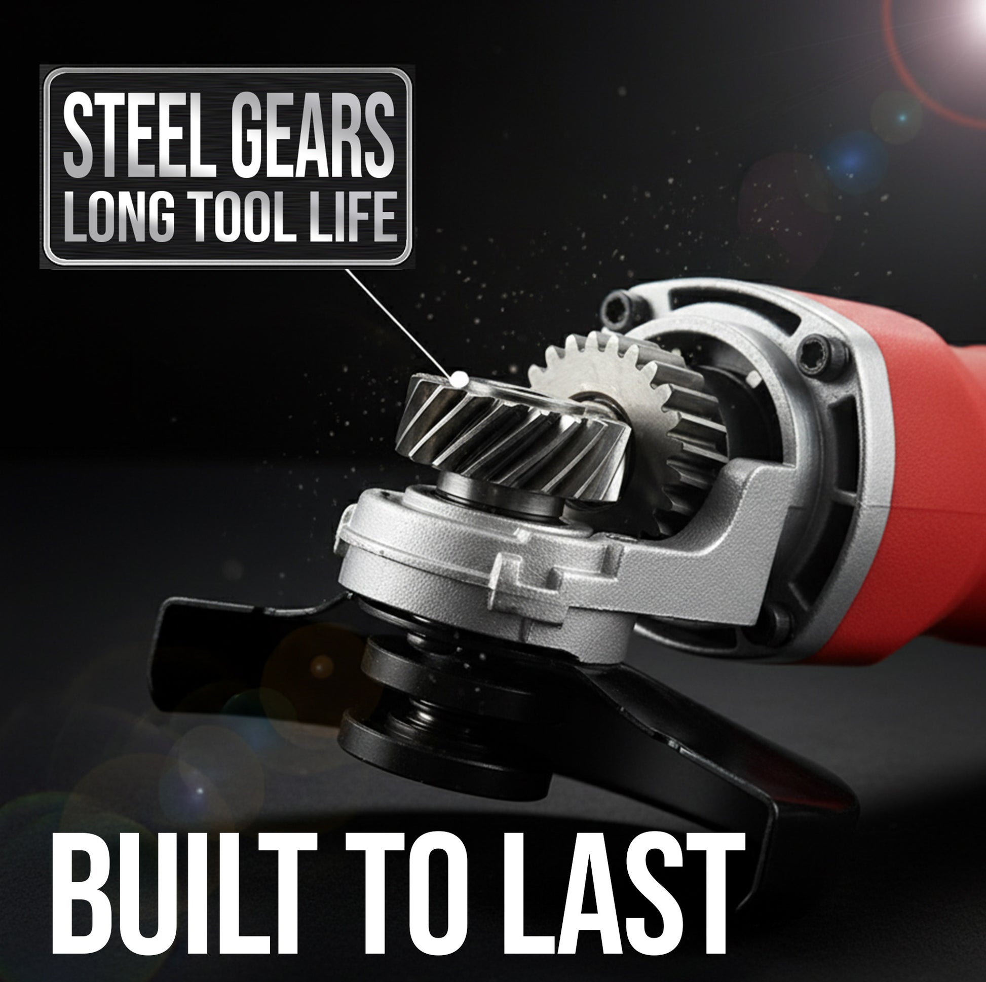 LE-G804 air grinder cutaway showing durable steel gears for extended tool life